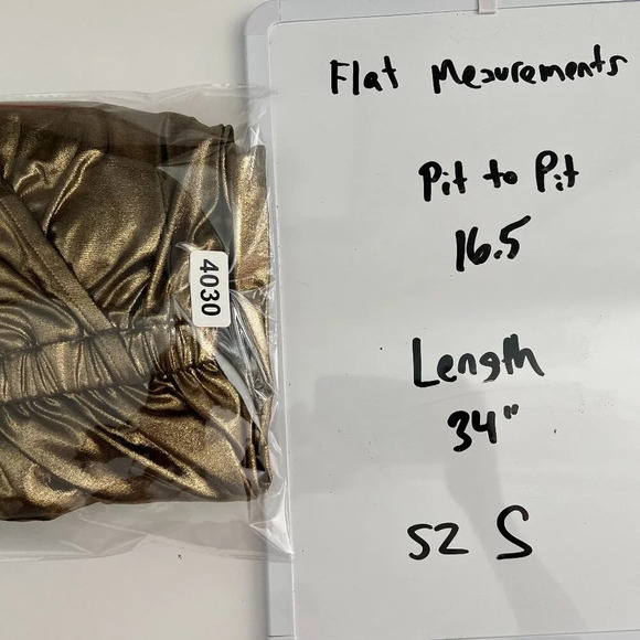 Michael Kors dress metallic gold lightweight long sleeve - Picture 3 of 3